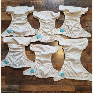 Charlie Banana One Size Pocket Cloth Diaper Lot of 5 Snap Solid White